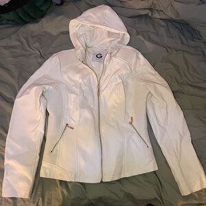 Guess White Leather Jacket